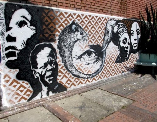 crisp stenciled graffiti