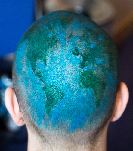 semester at sea shaved head globe